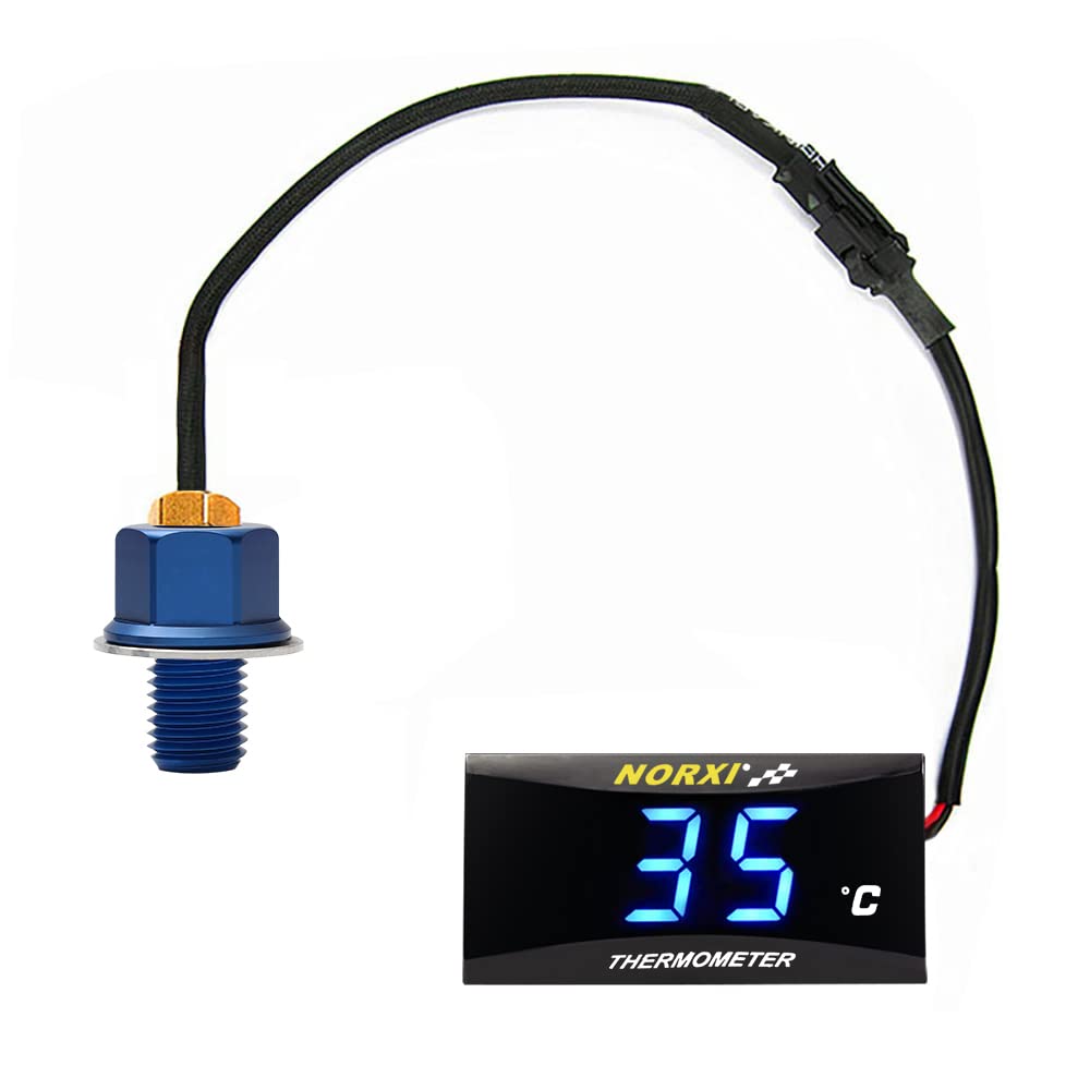 

Motorcycle Oil Temperature Gauge Digital Oil Temperature Meter Electronic Oil Thermometer with Temp Sensor Adapter (Red,M12X1.5) M12X1.5 синий