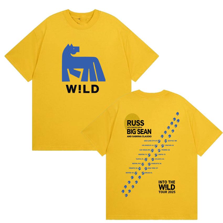 Russ Into The Wild Tour 2025 T-Shirt Herren Damen Vintage Hohe Qualität Mode T-Shirts Lässig Übergroß Baumwoll-T-shirt Streetwear
