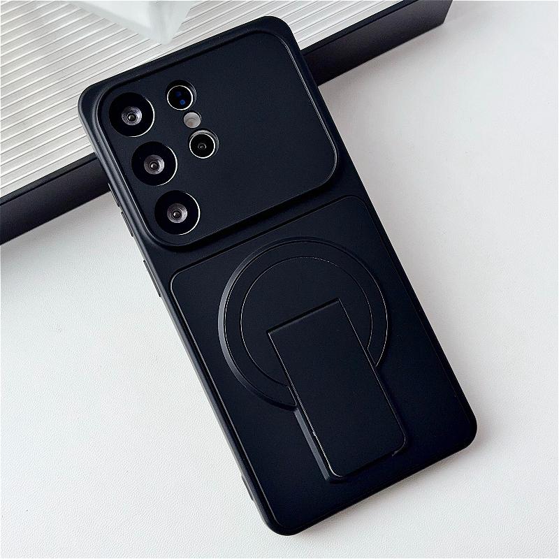 Large-Window Magnetic Case With Holder For Samsung Galaxy S26 S25 S24 S23 Ultra Plus S23 FE For Magsafe Wireless Charging Cover