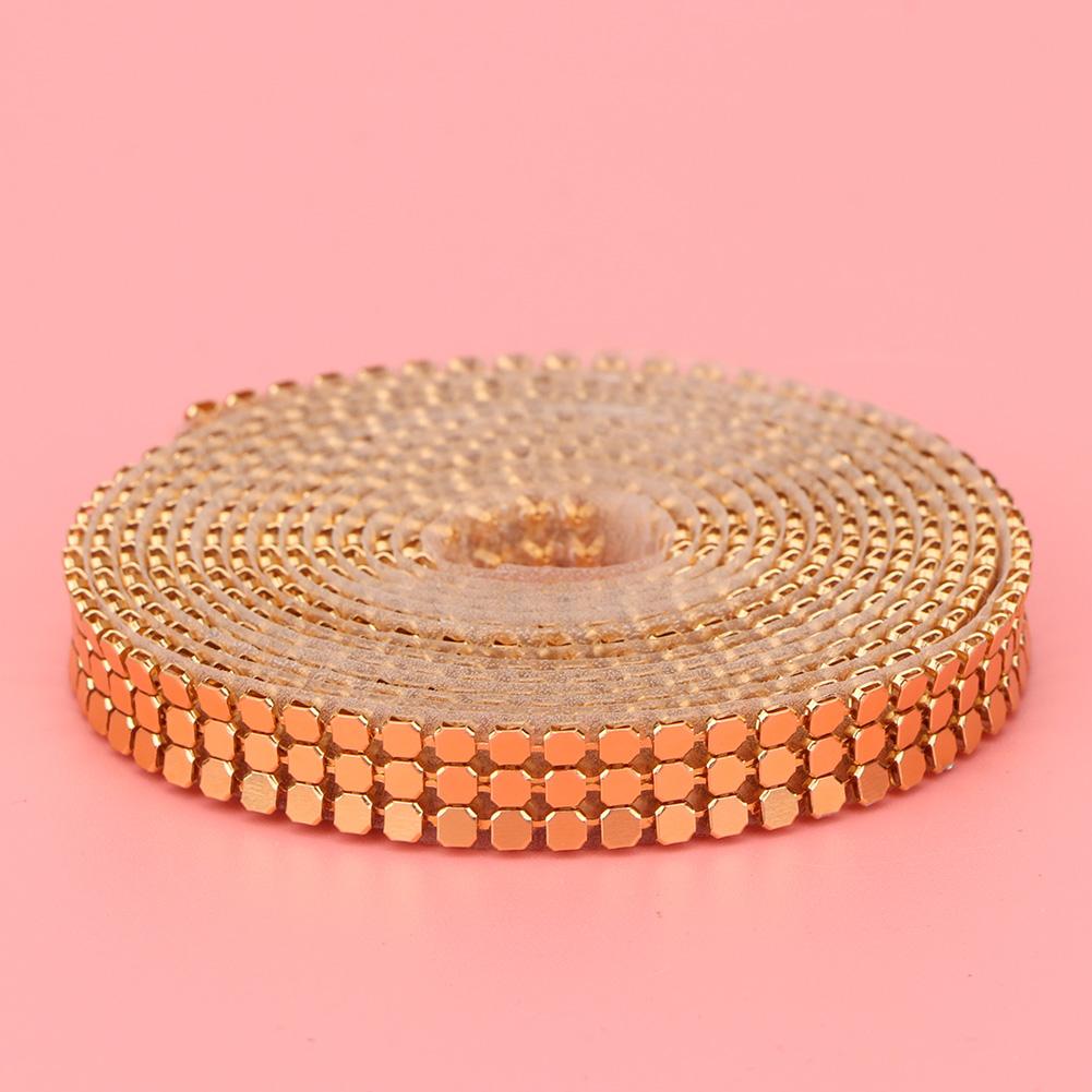 1.5m 3 Rows Hotfix Aluminum Mesh Rhinestones Ribbon Sewing Strass Trim Clothing Accessories