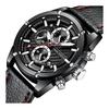 Men's Watch with Stopwatch Function Date Waterproof Quartz Stylish Simple Rating Casual Study Work Analog Leather Band Belt Ranking Brand (Black)