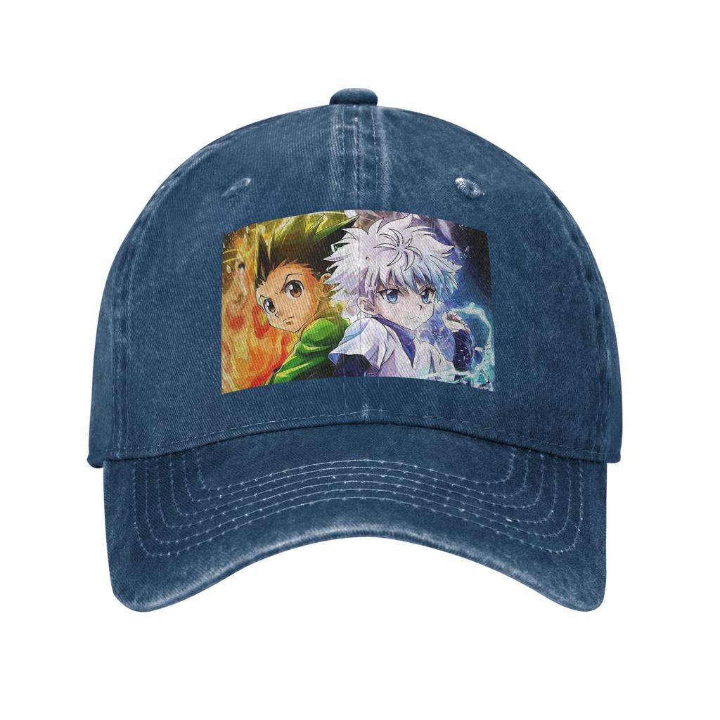 Anime Hunter X Hunter Gewaschene Jeans-Kappe Lässige Baseballkappen Verstellbarer Hut Sommer Unisex Baseballkappen