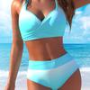 New European and American Large Size Quick-drying Cross-strap Top Triangular Women's Bikini Swimsuit