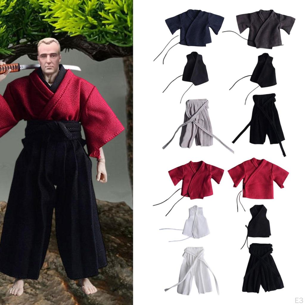 1/ Doll Costume for Figurine, Samurai Uniform, Miniature Clothes 15cm Male Dolls