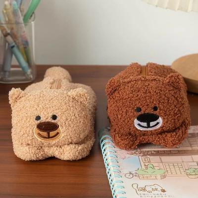 Cute Design Bear Plush Pencil Case Animal Doll Stationery Storage Bag Bear Plush Pen Bag  Children