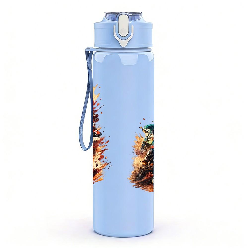 1PC Burning Flame Texture Abstract 750ml Color Plastic Sports Water Bottle Leakproof Flip Straw Lid Suitable for Sports Office Home Use