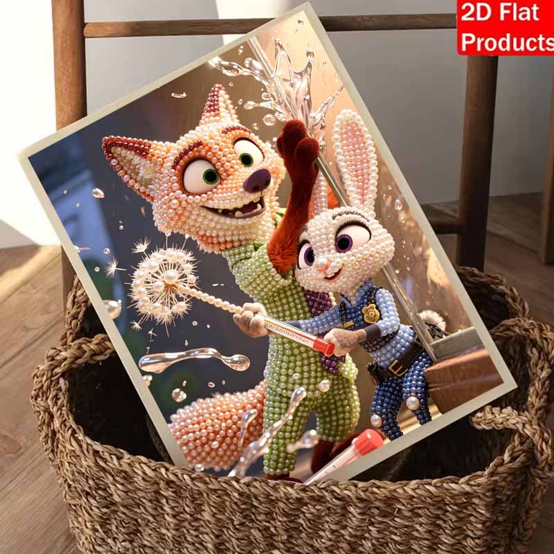 Disney 5D DIY Pearl Painting Kit, Zootopia Characters Home Bedroom Wall Decor Crafts Handmade Gift