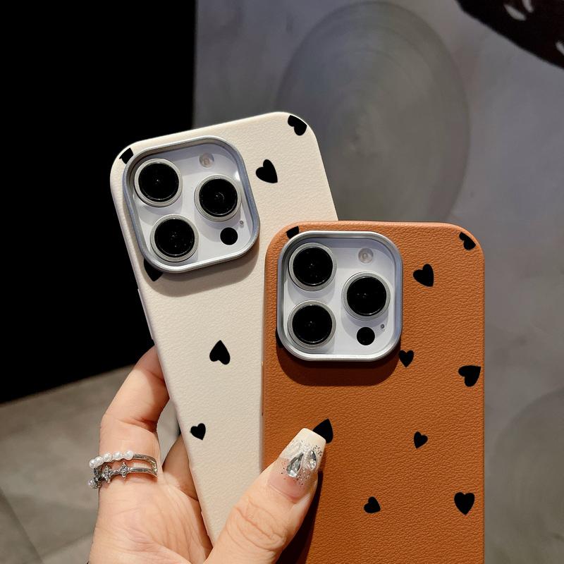 For Magsafe Magnetic Black Love Hearts Matte Phone Case for iPhone 16 15 Pro 14 Plus 13 12 Pro Max 11 Shockproof Soft Tpu Slim Leather Texture Cover