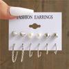Silver Color Butterfly Earrings Set For Women Girls Vintage Pearl Circle Geometric Twist Hoop Earrings Trendy Jewelry Gifts