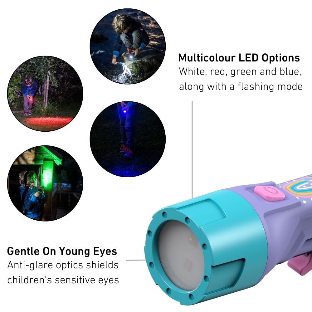 Ledlenser KIDBEAM4 LED Rainbow Max 70 502789 Japanese Small Children's Flashlight, Purple, Pattern, Battery-Operated, Lumens, [Official Product],