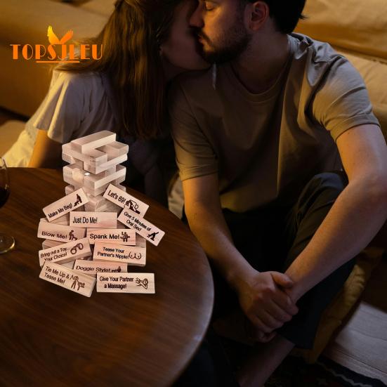 48Pcs Super Naughty Building Blocks,Romantic Adult Party Gift,Valentine Tumbling Tower Stacking Blocks Game