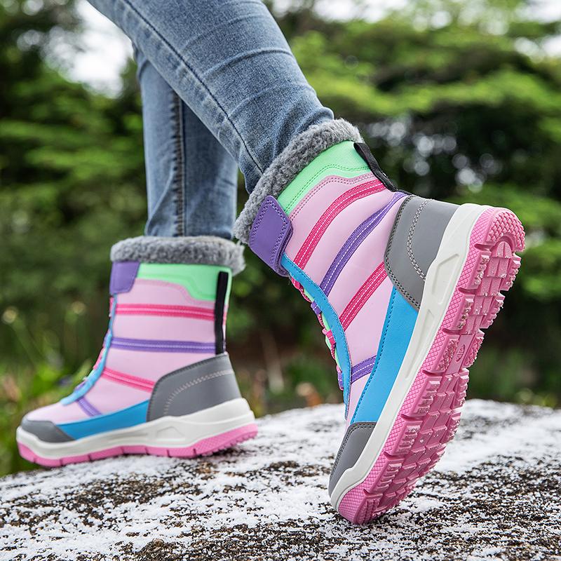 Winter Kinder Modische Fleece Warme Hohe Outdoor Baumwollstiefel Schneestiefel Lässige Baumwollschuhe