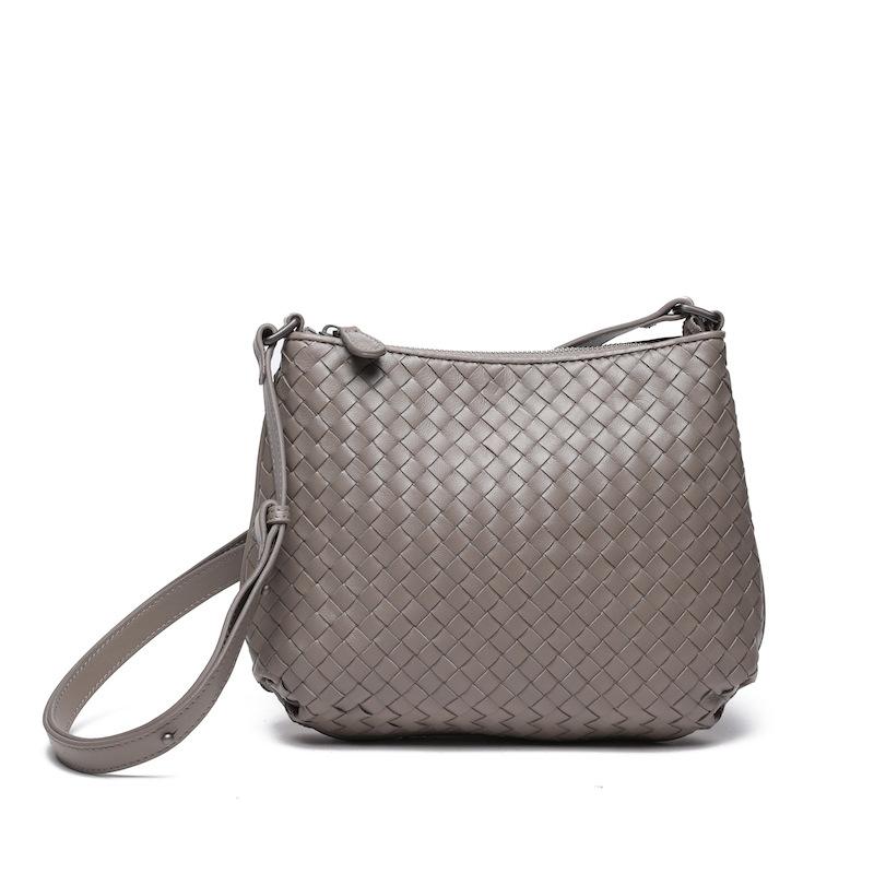 Cross Border Trend New Woven Women's Bag Top Layer Sheepskin Hand Woven Fashionable Single Shoulder Diagonal Cross Dual-use Woven Bag For Women