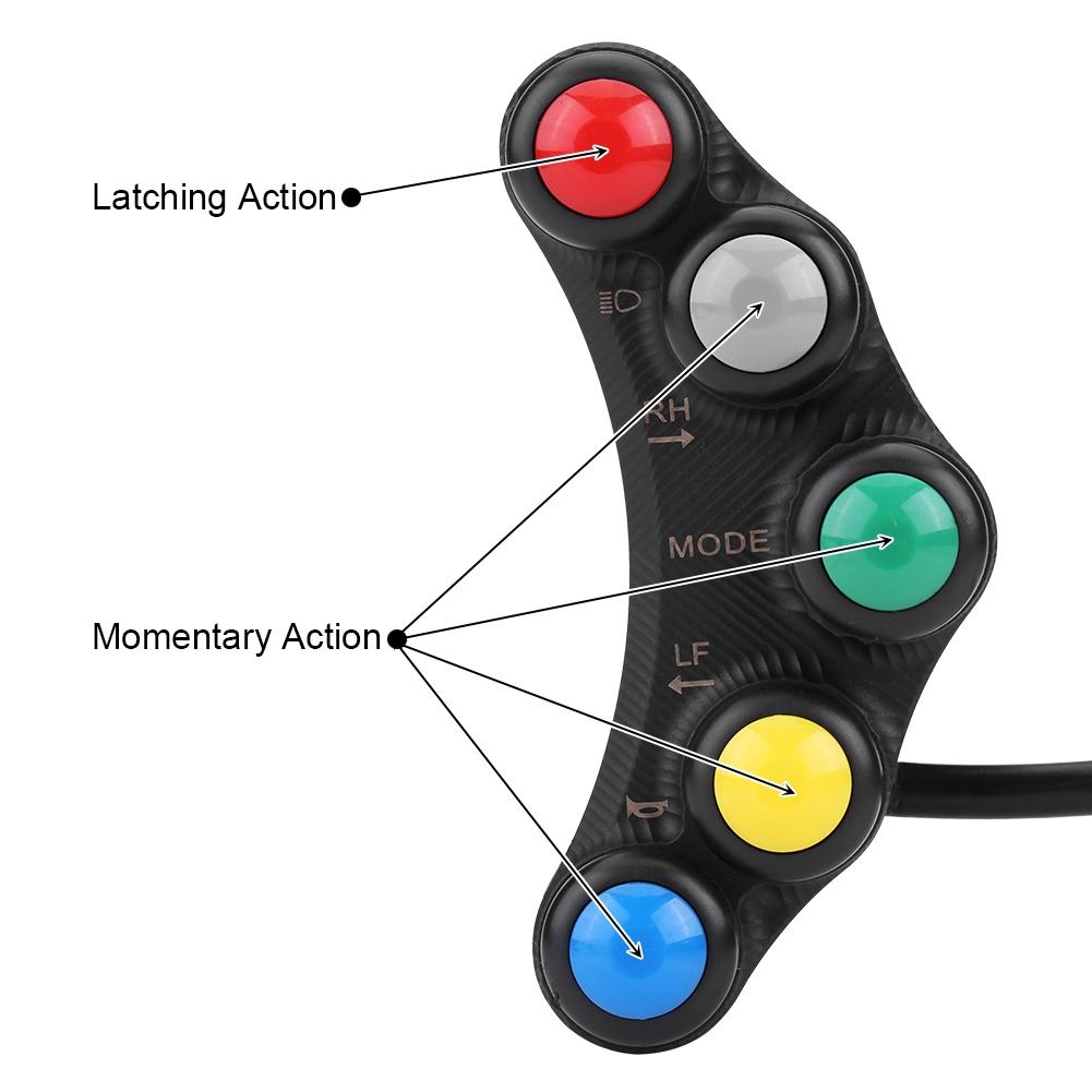 22mm 12V Motorcycle Handlebar Switch Headlight Turn Fog Light Horn ON OFF Start Kill Switch