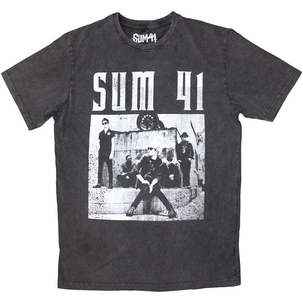 Sum 41 TShirt Box Photo Rock Official Stone Wash Charcoal New S
