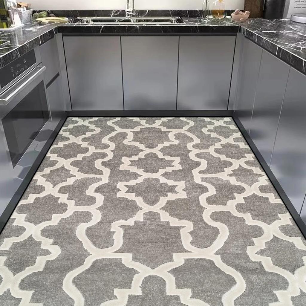 Durable Modern Simple Kitchen Carpet - Thick  Slip and Water Absorption Kitchen Mat Large Area Rug for Dining Room Home Alfombra