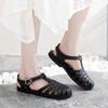Damen geschlossene Sommer-Sandalen mit Aussparungen, flach, rutschfest, Strand-Gelee-Schuhe, atmungsaktive römische Sandalen
