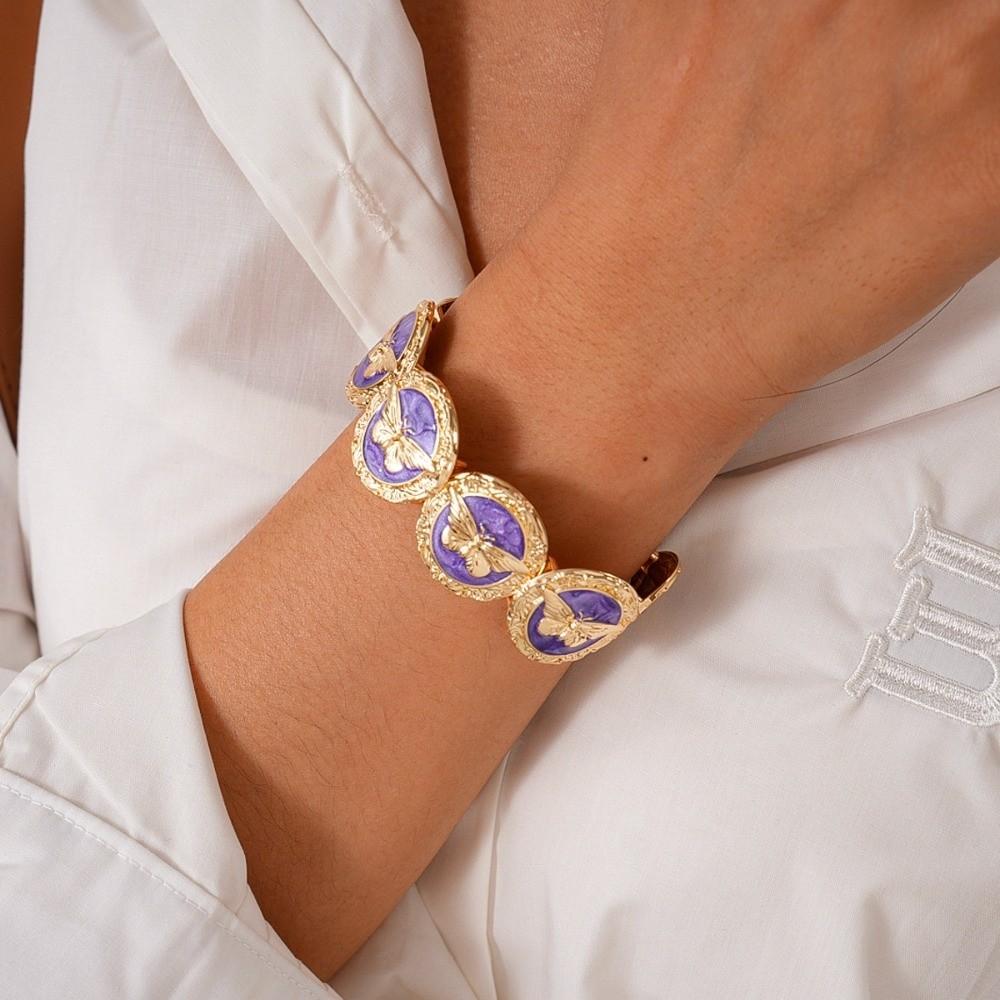 Luxury Jewelry Retro Drip Oil Bracelet Elastic Rope Geometry Hand Ring Wide Metal Bangles Party