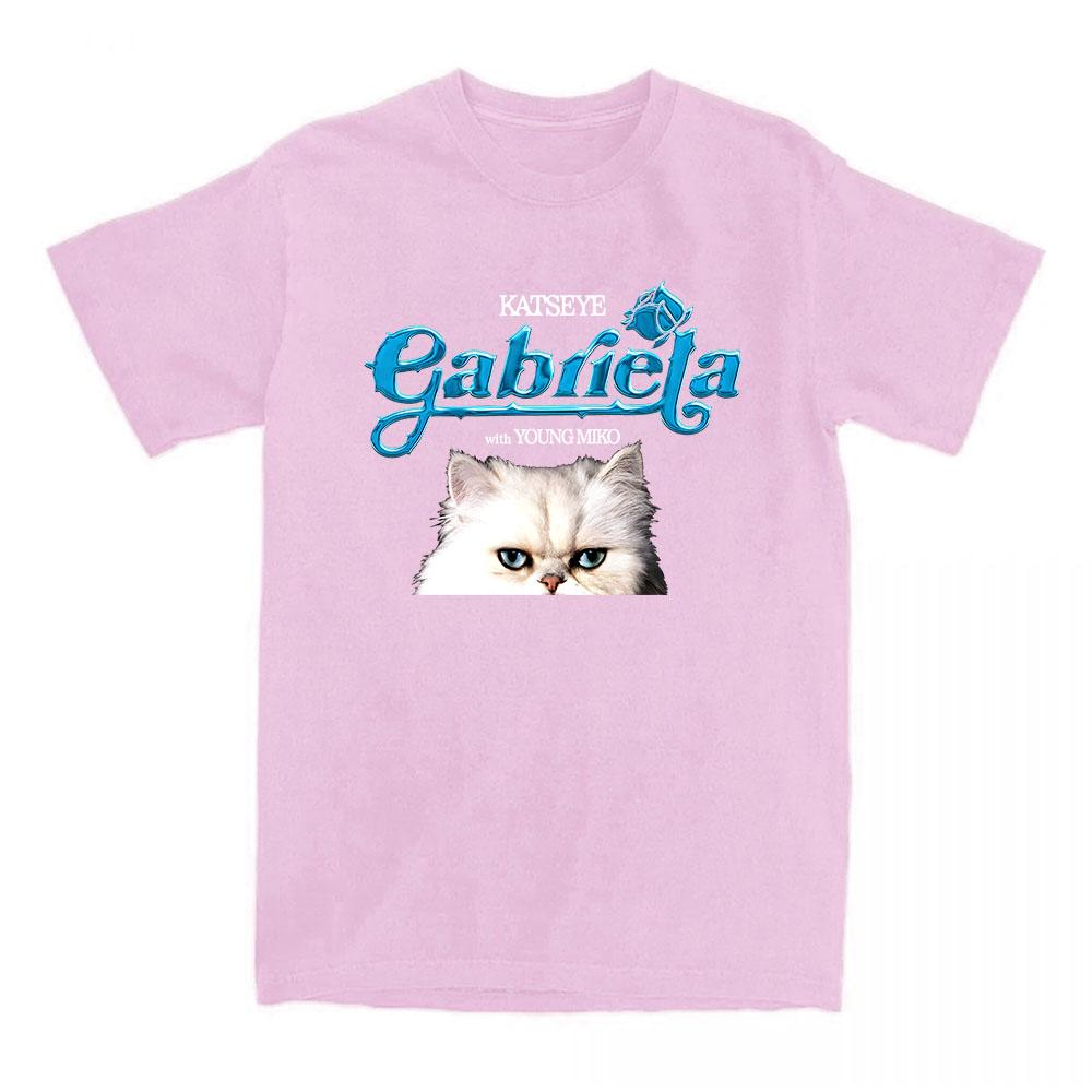 KATSEYE Gabriela Young Miko Remix T-shirt Cartoon Cat Graphic Print Tshirts Short Sleeve Fashion Women T Shirt Streetwear Unisex