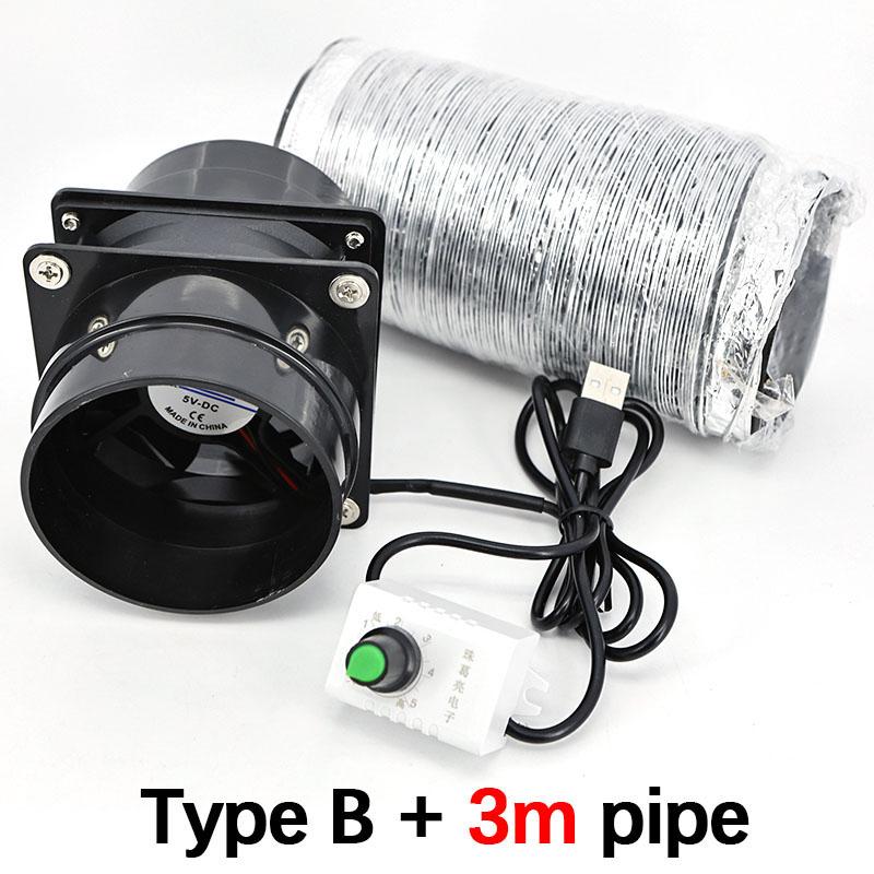 2types DC 5V USB Adjustable Speed Solder Absorber Fume Extractor Fan 1m 3m Pipe Duct Exhuast 1 2 Way Ventilation Fan