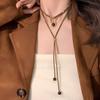 Retro Style Double-layer Layered Necklace, Adjustable Meilad Rope Design, Retro Niche Double-layer Necklace, Simple Circular Pendant