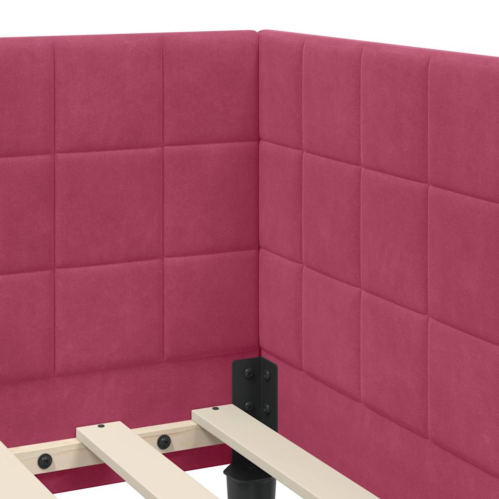 Corner Bed Frame with Headboard Burgundy 90 Cm X 190 Cm Velvet