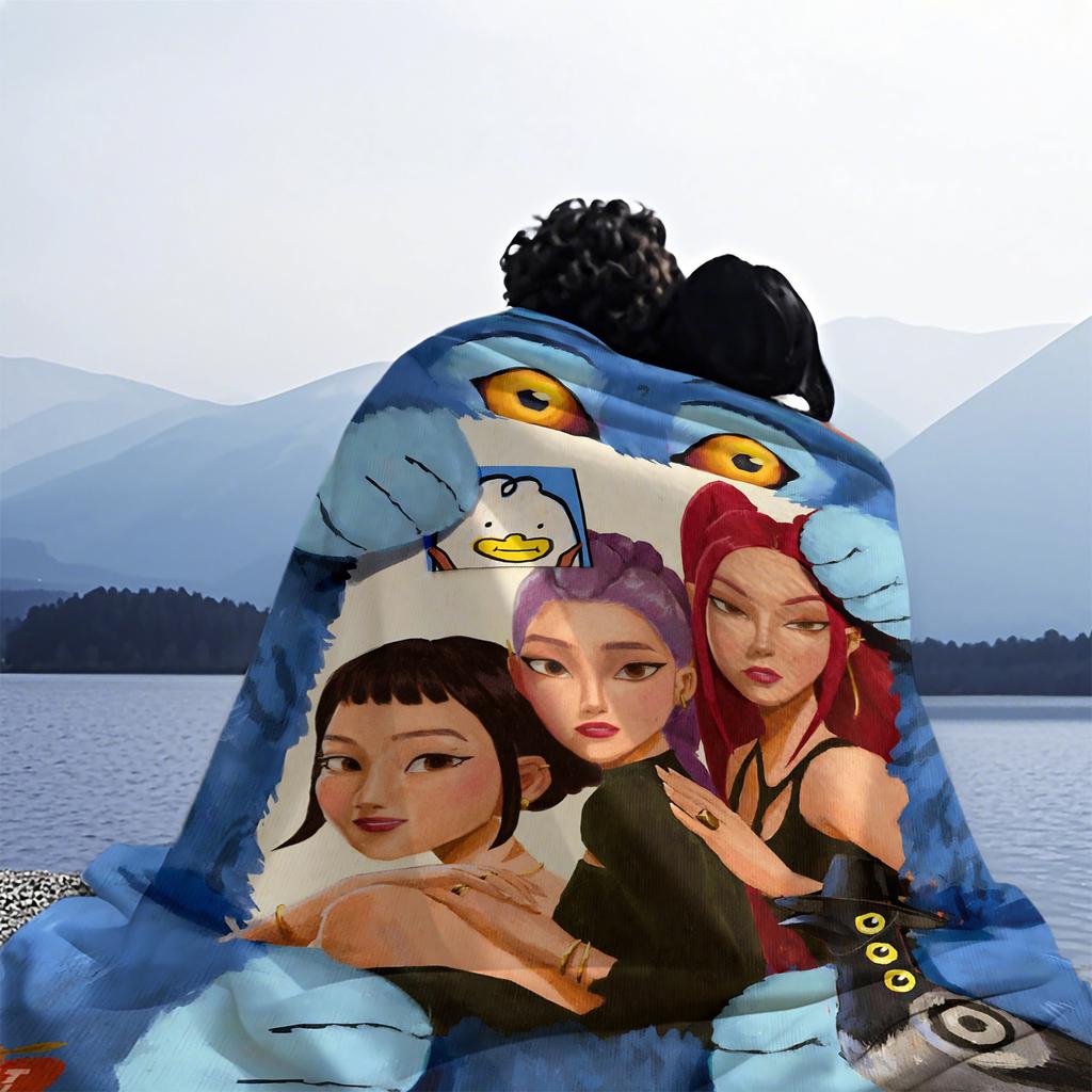 K-Pop Demon Hunters Printed Blanket Girls Boys Plush Throw Blanket Sofa Blankets Warm Birthday Gifts For Girls Huntrix Blankets