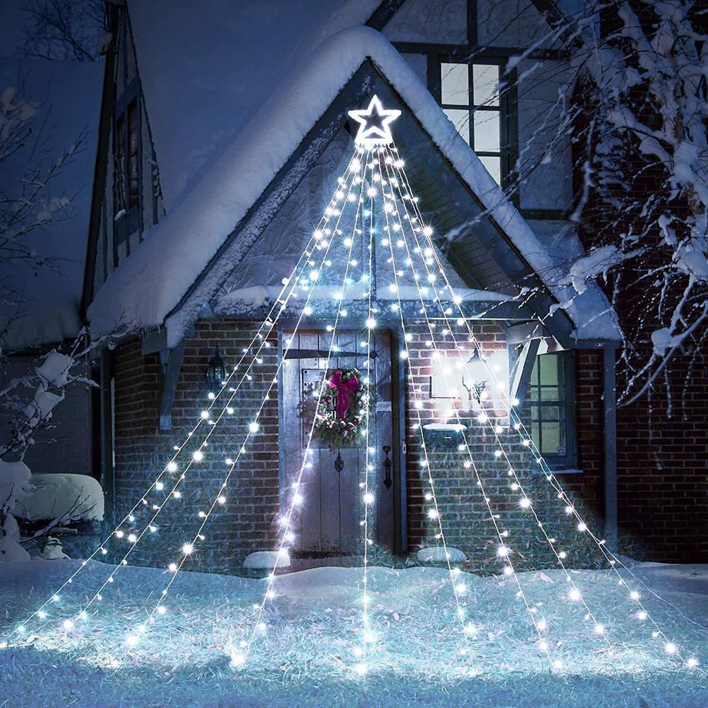 MoSpace Christmas Illumination 9 350 8 Solar Drape Star Tree Strip Light with Remote Timer Automatic Suitable for New and Garden Use Lights, LEDs,