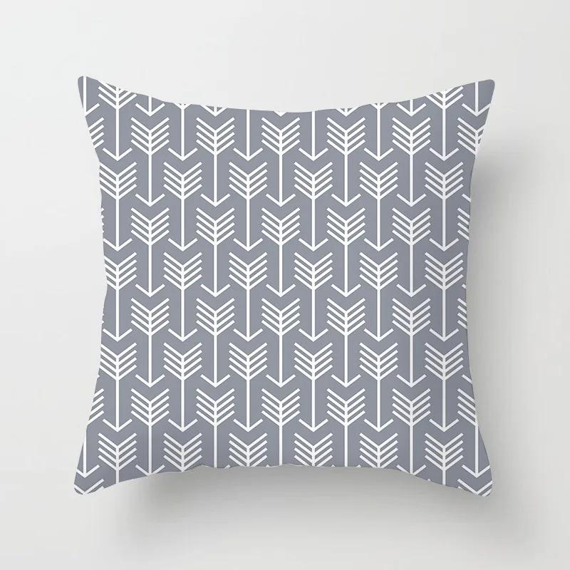 Grey Pattern Decorative Pillowcase Office Living Room Home Pillowcase Car Ornaments