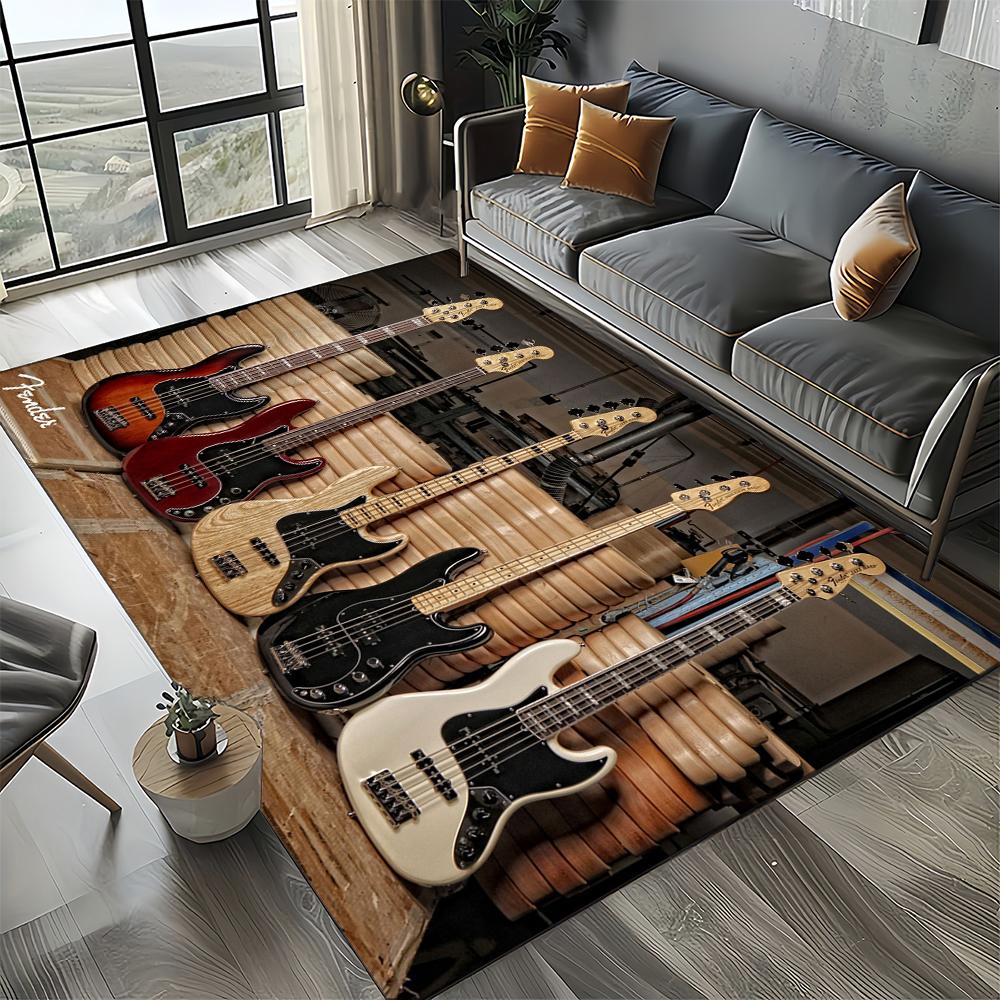27 Style New 3D Fender Retro Guitar Instruments Music Carpet Rug for Living Room Bedroom Home Sofa Decoration,Non-slip Floor Mat
