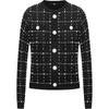 Outdoor Commuting Party Light Luxury Pearl Check Long Sleeve Pullover Sweater Women Sweater E36W2038999