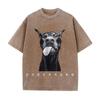 Womans Cotton Washed TShirts Fashion Creativity Doberman Printing Short Sleeve ONeck Loose Distressed Street Female Clothes