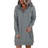 Damen Kleider Langarm Kordelzug Pullover Top Kleid Casual Hoodie Pullover Kleid Kleider