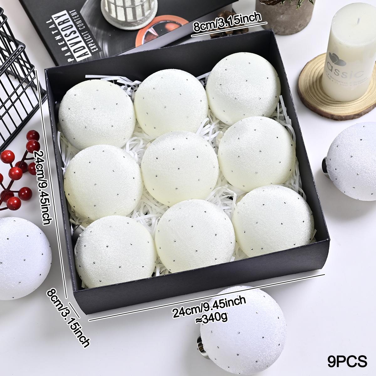 

9PCS Christmas Tree Velvet Balls Ornaments Set for Hanging Lightweight Decorations with Soft Texture for Festive Holiday Setup