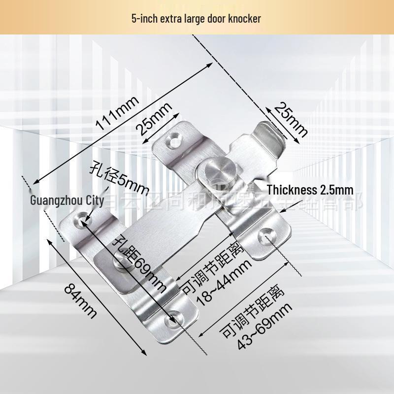 Stainless Steel Barn Door Bolt: Security Latch for Hotel Rooms - Available In Small and Large Sizes