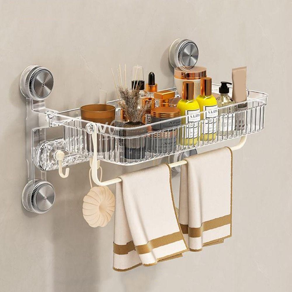 Wall Mounted Suction Cup Bathroom Shelf Large Capacity Shower Organizer  Bathroom