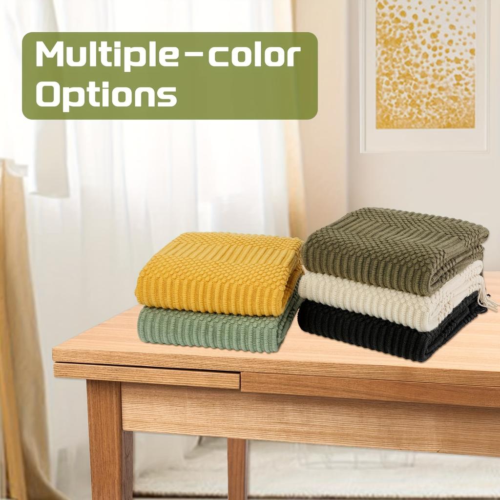 1pc Textured Throw Blanket Solid Soft for Sofa Couch Decorative Blanket 127cm X 152cm Green Tan Whier Homestay Bed Cover