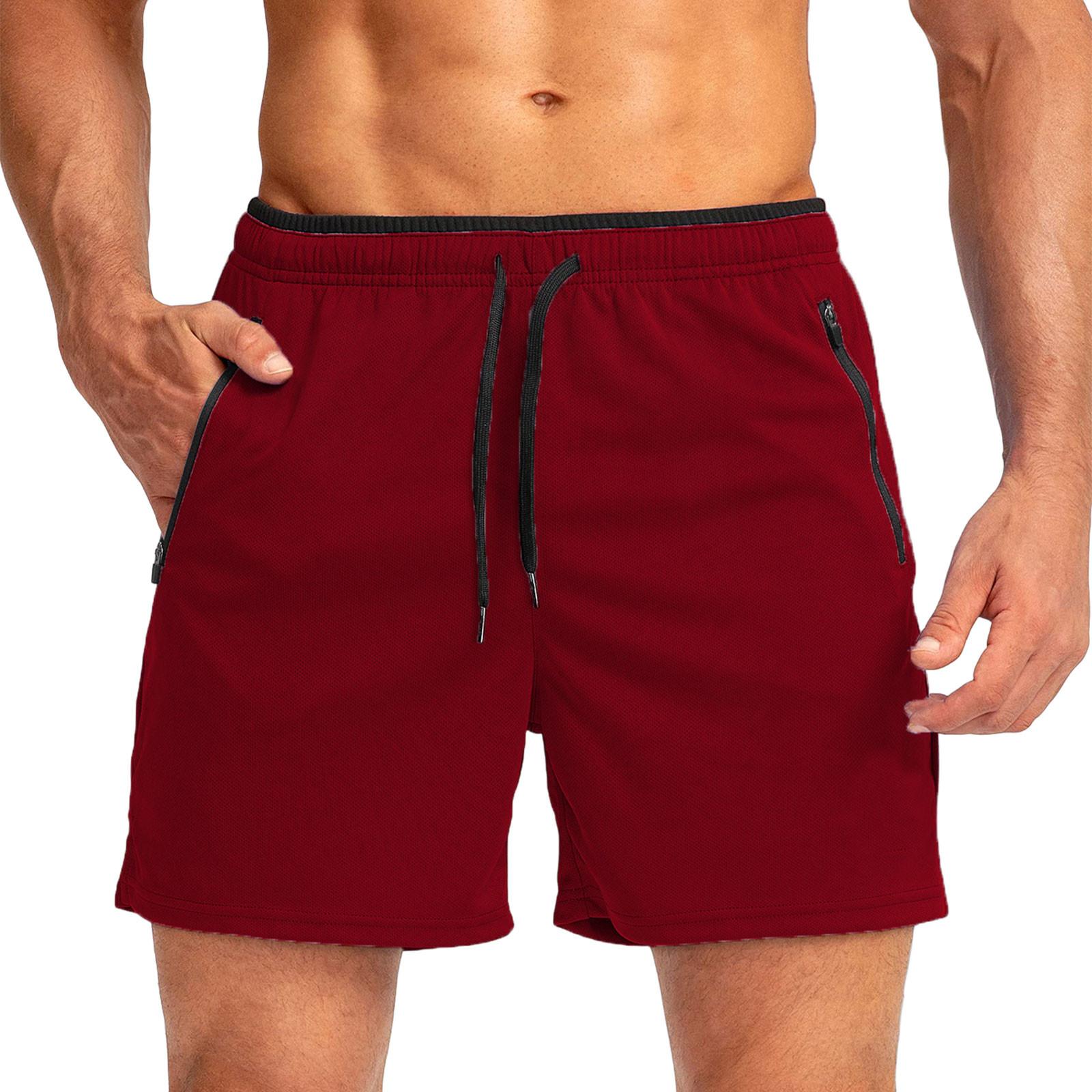 

Чоловічі спортивні бавовняні льонні повсякденні вільні шорти Повсякденні піжами з кишенями Шорти для бігу Штани XL червоний