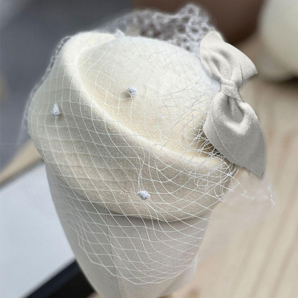 Elegant Pillbox Hat Cashmere Stewardess Cap Vintage Fascinator Hat  Bride