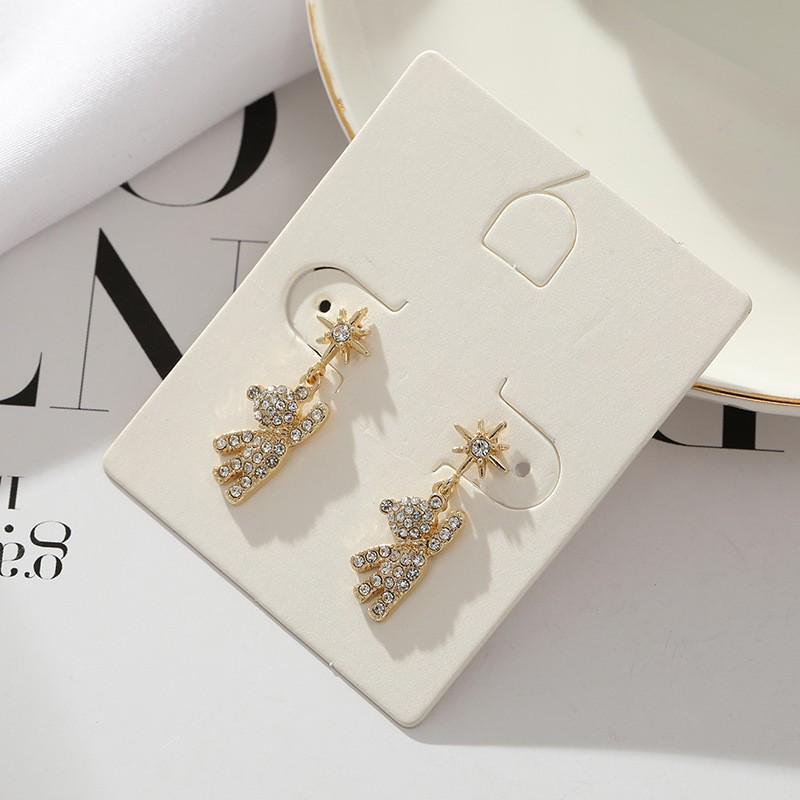 Fashion Commute S925 Silver Needle Diamond Bear Earrings - Fun Christmas Jewelry for Women