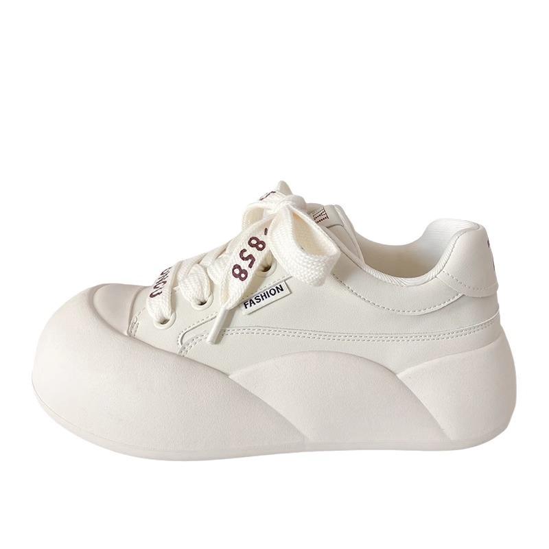 Milk White Platform White Shoes Female Ugly Cute 2025 Spring New Chic Niche Korean Version Board Shoes Sports Bread Shoes