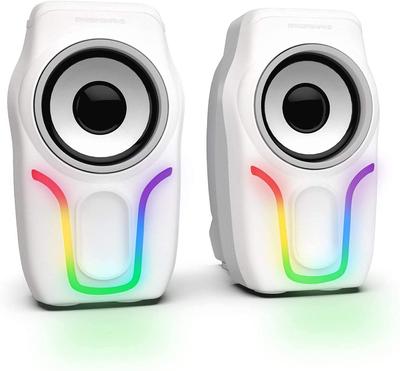 Głośnik USB Stereo LED Lekki Dźwięk Stereo Kompatybilny z Komputerem Mały 3,5 mm (Biały)