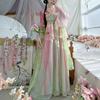 Tang Dynasty Style Hanfu Set Womens Chest-Tie Skirt With Embroidery Floral Print Lightweight Daily Wear