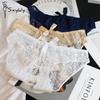 Women's Bow Lace Hollow Panties Low Waist Sexy Temptation Open Crotch Free To Take Off Briefs
