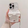 Three-Dimensional Glitter Bow Back Clip Mobile Phone Case For Iphone16Pro Messenger Chain Strap Apple 15 Diamond X