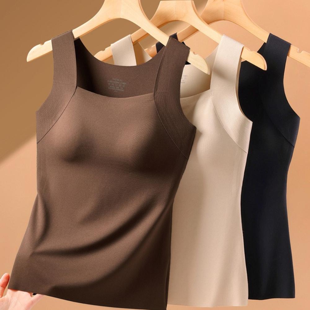 Wide Strap Camis Women Solid Color U Neck Crop Tops Fashion Padded Tube Top Female Sleeveless Camisole
