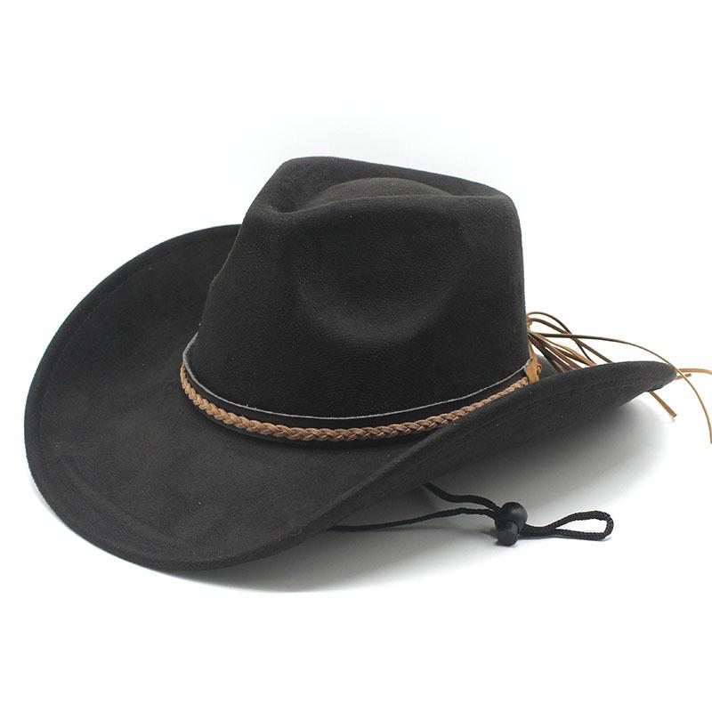 Winter Europäischer und Amerikanischer Stil Wildleder Cowboyhut Herren und Damen Paar Ethnischer Stil Roll-Up Zylinder Hut Visier Hut Jazzhut