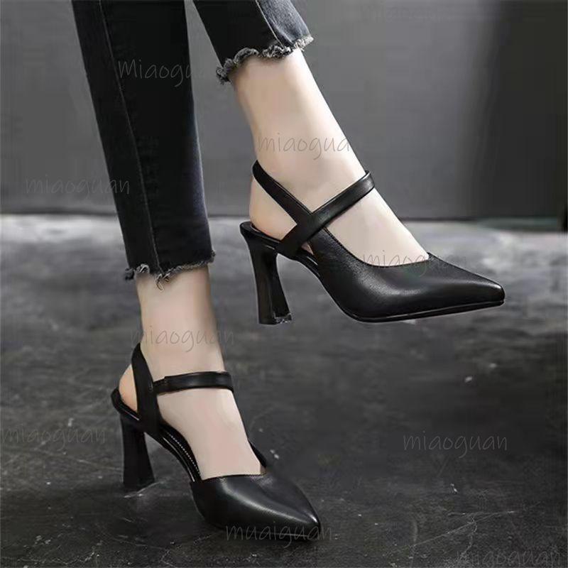 Fashion Women Fashion Heels Sandals 2025 Summer Pointe Elegant Medium Heel Shoes for Women Mom Elastic Band Sandals Zapatos Para Mujer