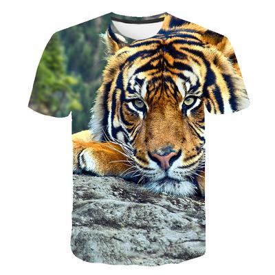 Frühling Sommer Tops Männer Plus Größe Kleidung Tier 3D Print T Shirt Tiger Muster Tees O Hals Kurzarm Top atmungsaktive Mann Shirts
