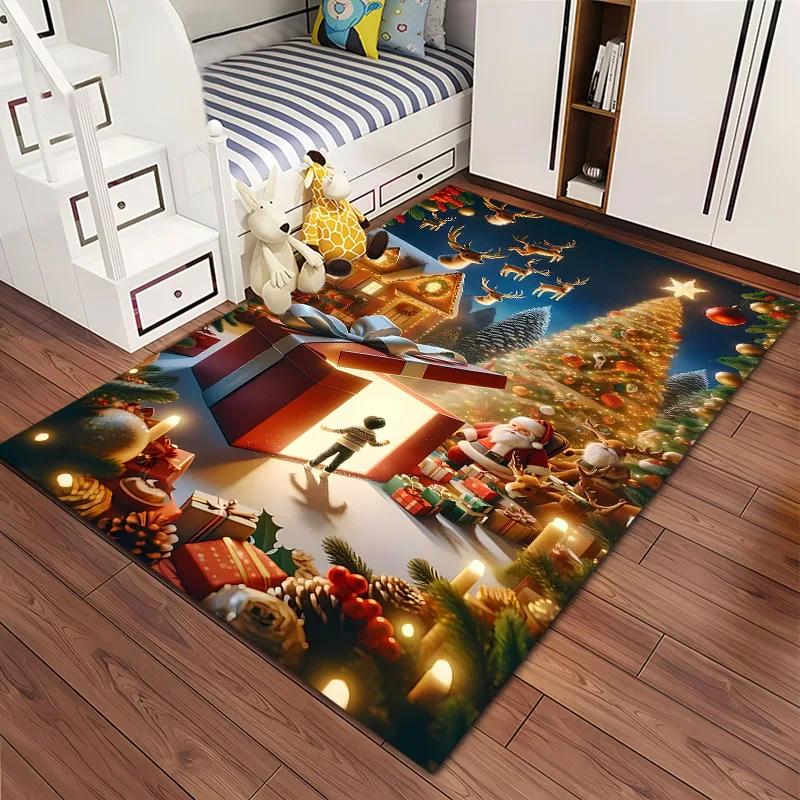 Warmful Christmas Dog Area Carpet, Rug for Living Room Bedroom Sofa Kitchen Doormat Decor,Kid's Non-slip Floor Mat New Year Gift